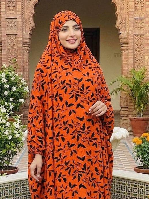 Full Coverage Namaz Chadar with Sleeves + Niqab (Linen) Attires For Muslimah
