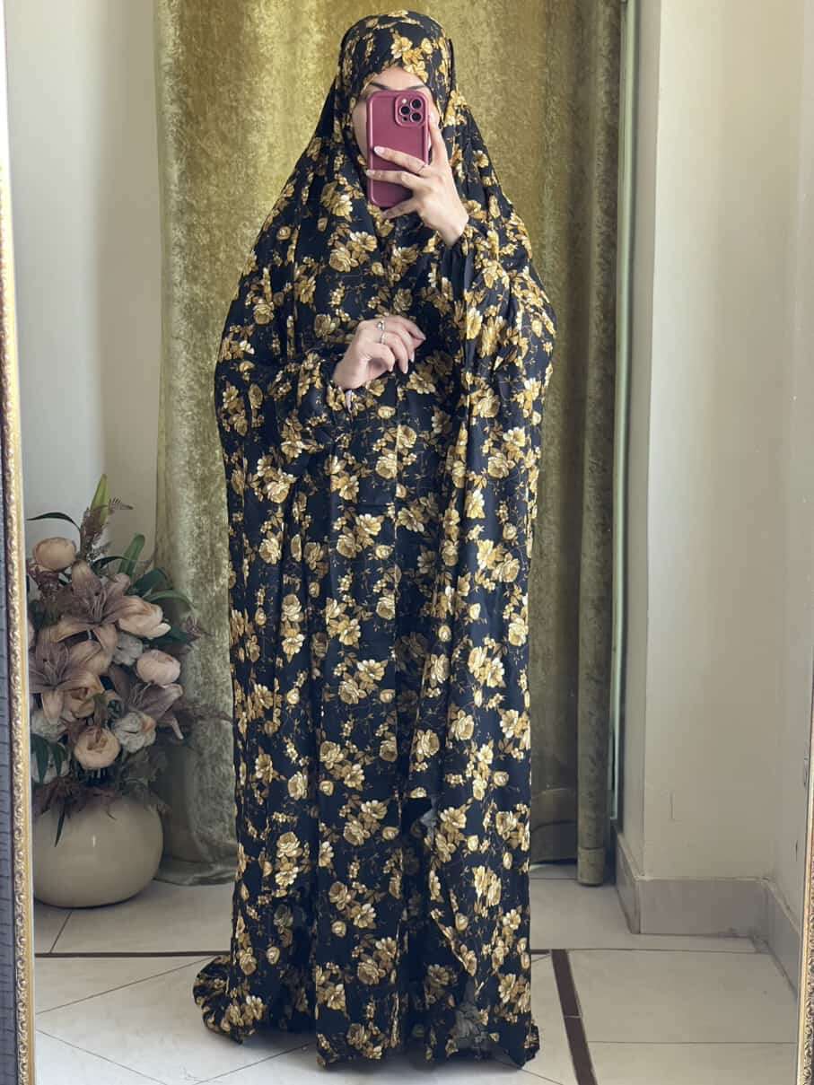 Full Coverage Namaz chadar with sleeves + Niqab (Linen) Attires For Muslimah