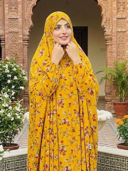 Full Coverage Namaz Chadar with Sleeves + Niqab (Linen) Attires For Muslimah