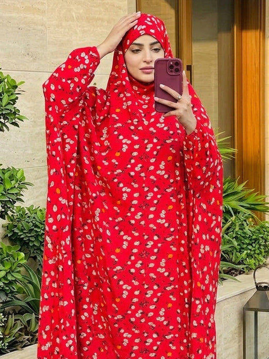 Full Coverage Namaz Chadar with Sleeves + Niqab (Linen) Attires For Muslimah