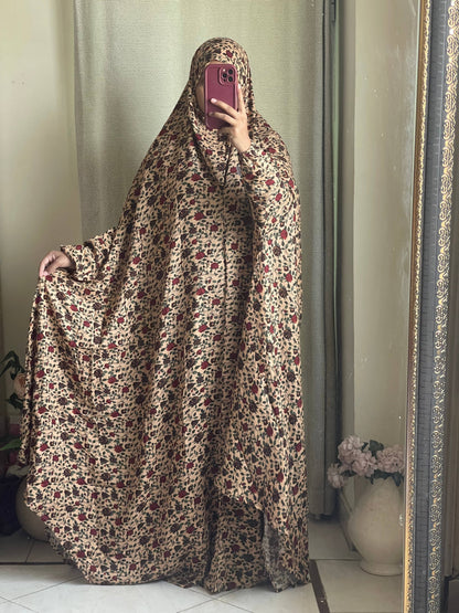 Full Coverage Namaz chadar with sleeves + Niqab (Linen) Attires For Muslimah