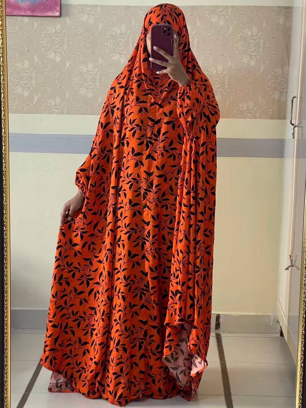 Full Coverage Namaz Chadar with Sleeves + Niqab (Linen) Attires For Muslimah