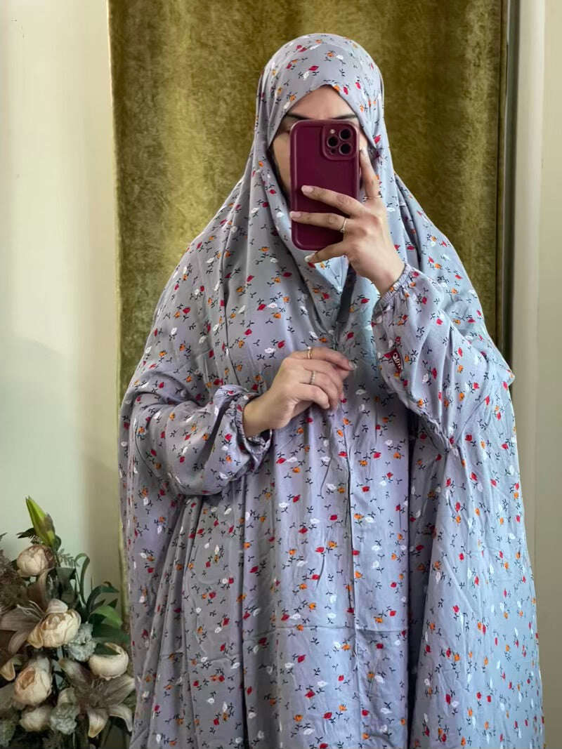 Full Coverage Namaz chadar with sleeves + Niqab (Linen) Attires For Muslimah