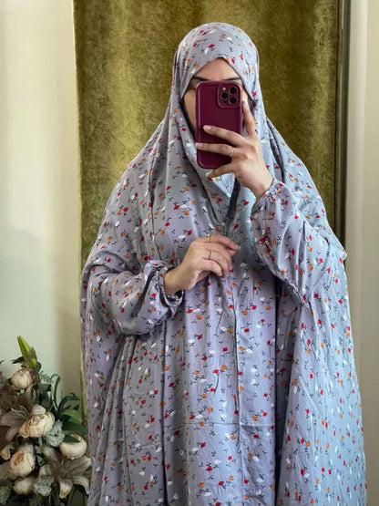 Full Coverage Namaz chadar with sleeves + Niqab (Linen) Attires For Muslimah