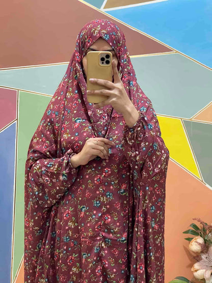 Full Coverage Namaz chadar with sleeves + Niqab (Linen) Attires For Muslimah