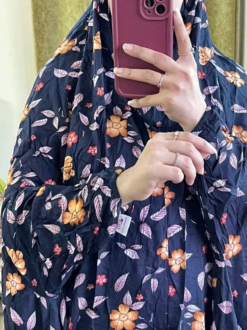 Full Coverage Namaz chadar with sleeves + Niqab (Linen) Attires For Muslimah