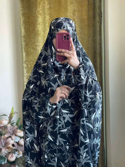 Full Coverage Namaz Chadar with Sleeves + Niqab (Linen) Attires For Muslimah