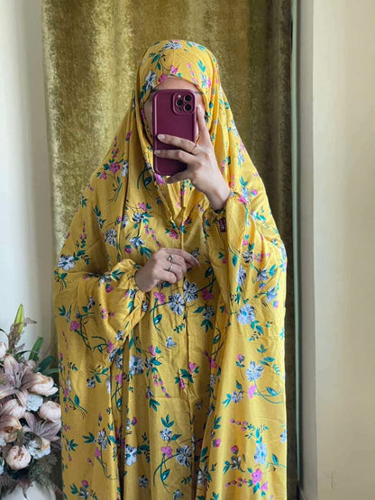 Full Coverage Namaz Chadar with Sleeves + Niqab (Linen) Attires For Muslimah