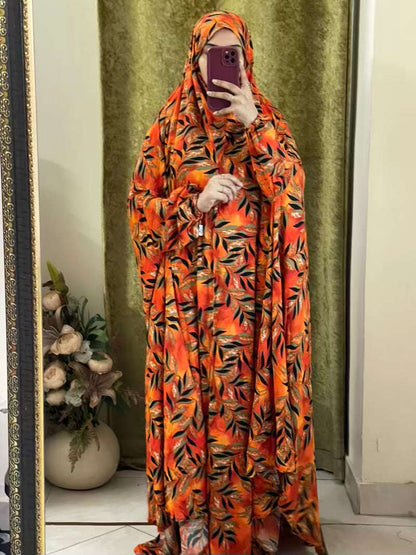 Full Coverage Namaz Chadar with Sleeves + Niqab (Linen) Attires For Muslimah