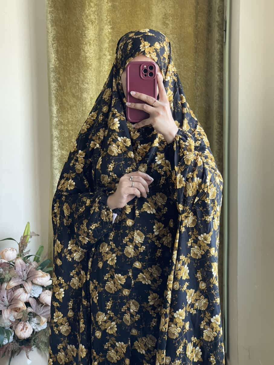 Full Coverage Namaz chadar with sleeves + Niqab (Linen) Attires For Muslimah