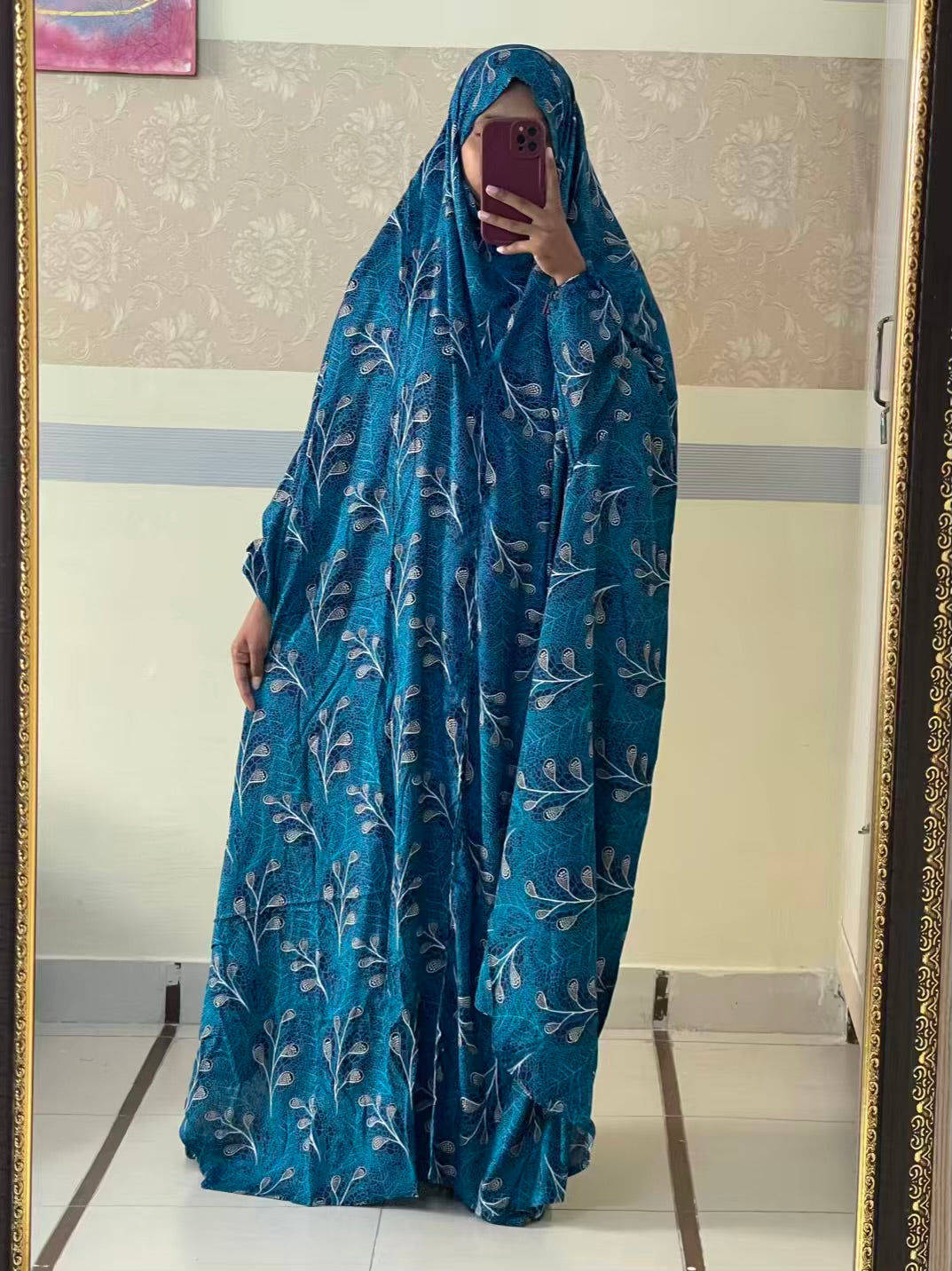 Full Coverage Namaz Chadar with Sleeves + Niqab (Linen) Attires For Muslimah