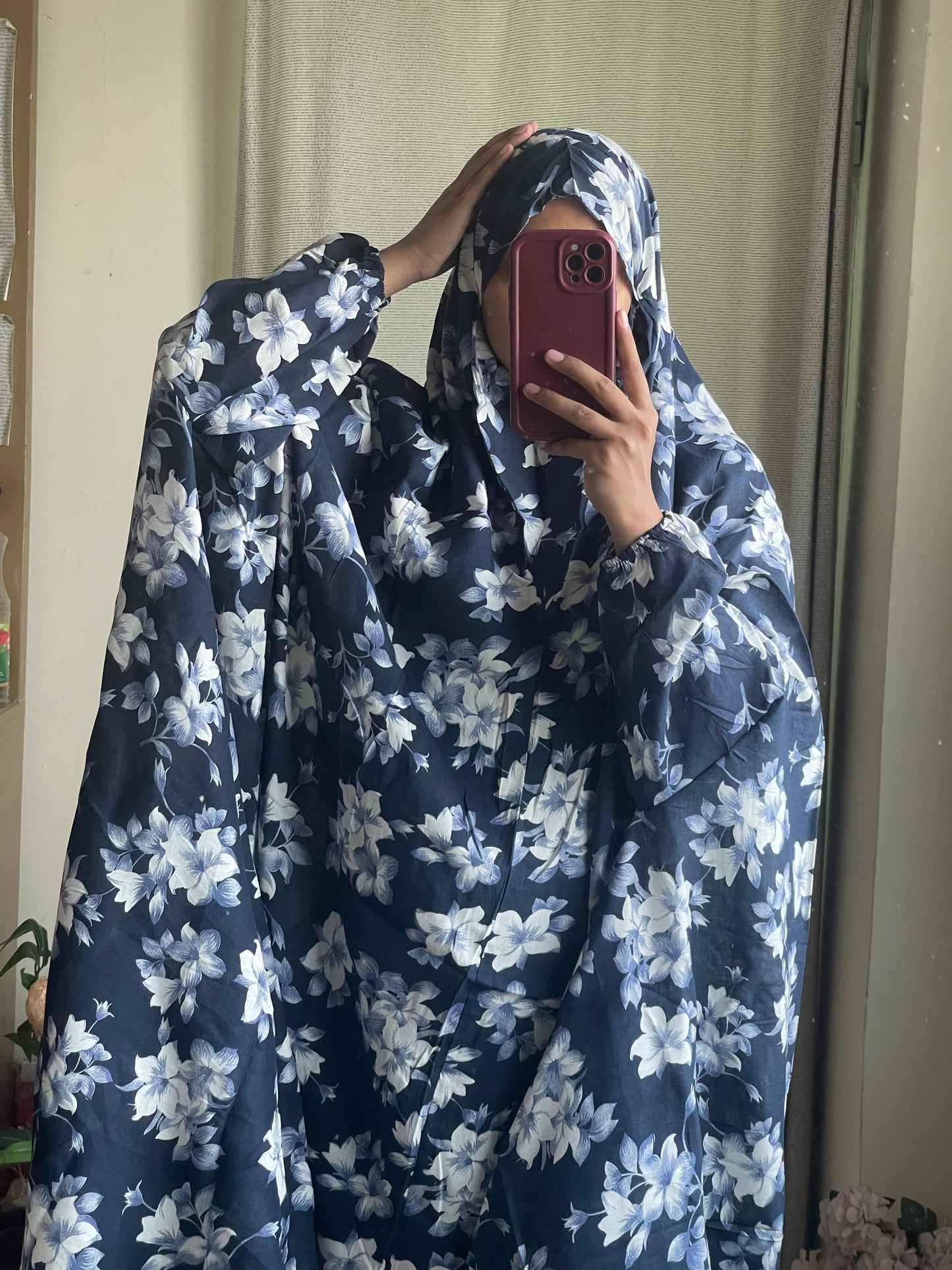 Full Coverage Namaz chadar with sleeves + Niqab (Linen) Attires For Muslimah