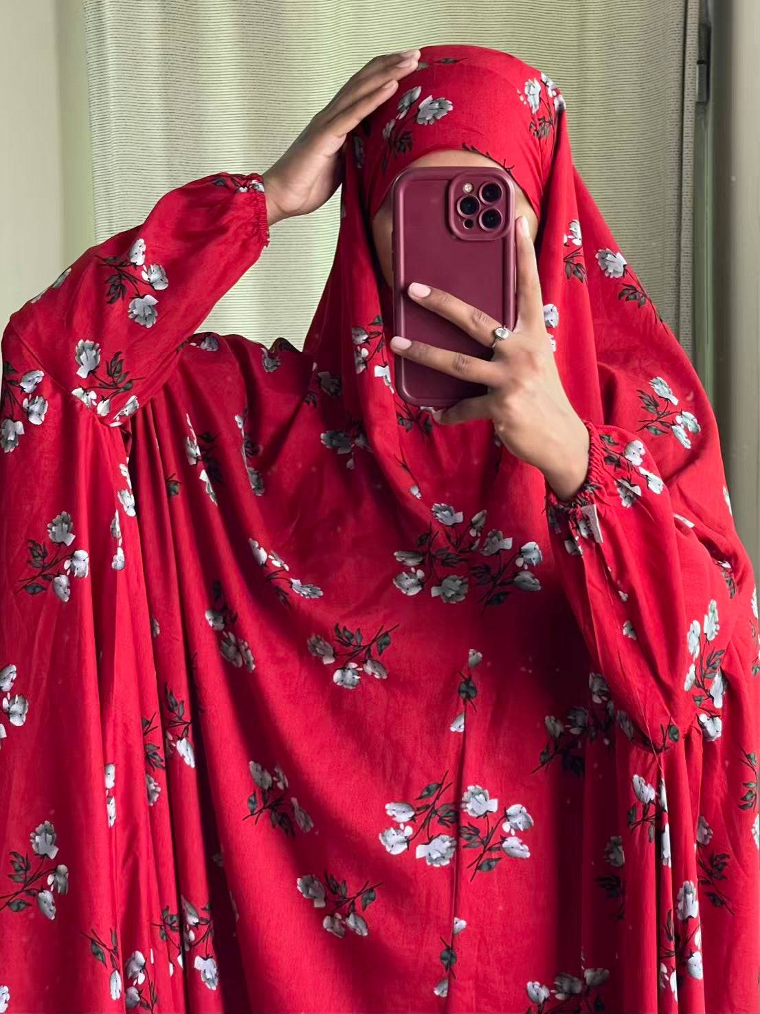 Full Coverage Namaz chadar with sleeves + Niqab (Linen) Attires For Muslimah