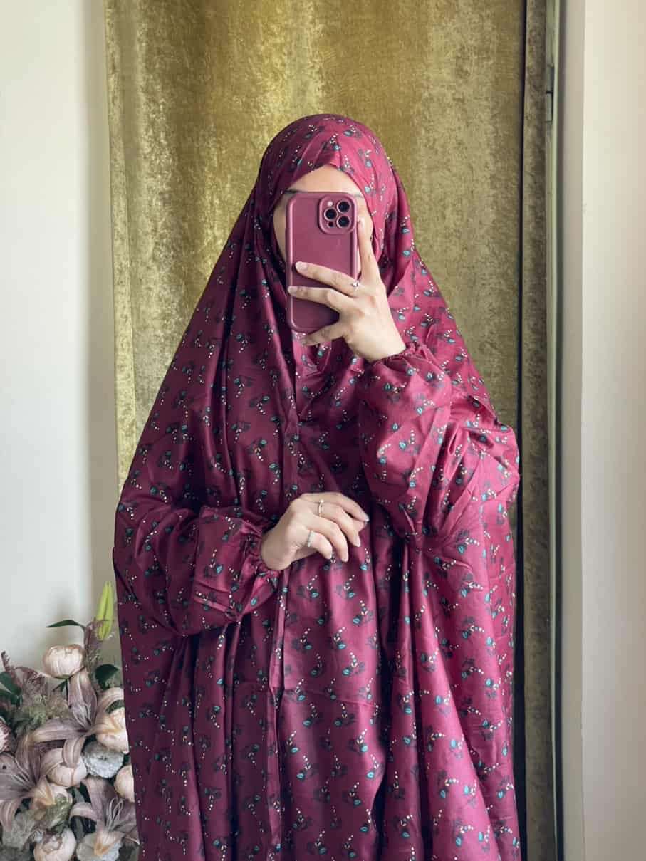 Full Coverage Namaz Chadar with Sleeves + Niqab (Mix Lawn) Attires For Muslimah