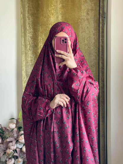 Full Coverage Namaz Chadar with Sleeves + Niqab (Mix Lawn) Attires For Muslimah