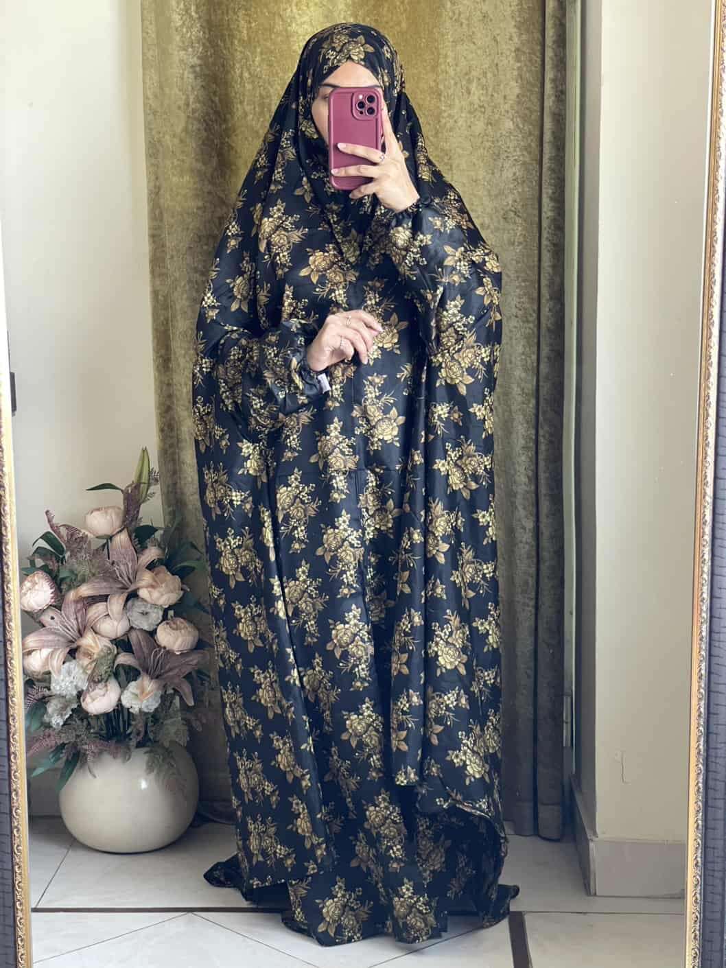 Full Coverage Namaz Chadar with Sleeves + Niqab (Mix Lawn) Attires For Muslimah