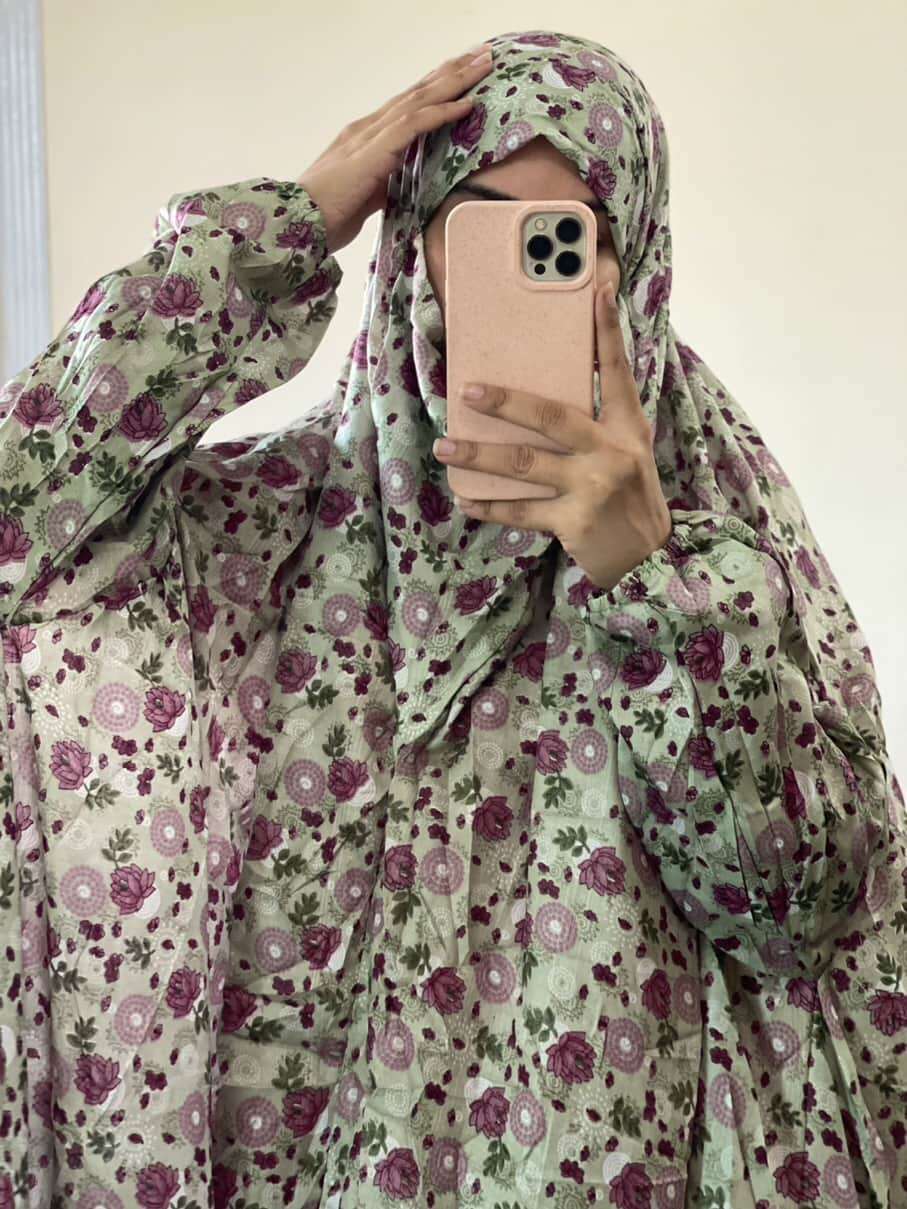 Full Coverage Namaz Chadar with Sleeves + Niqab (Mix Lawn) Attires For Muslimah