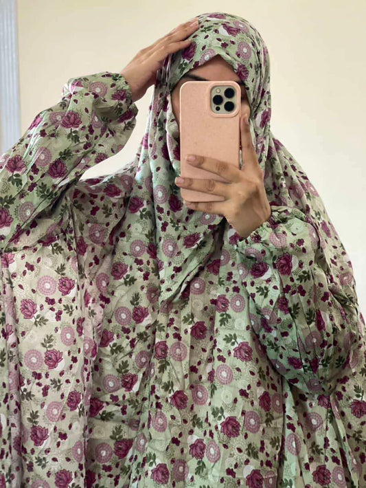 Full Coverage Namaz Chadar with Sleeves + Niqab (Mix Lawn) Attires For Muslimah