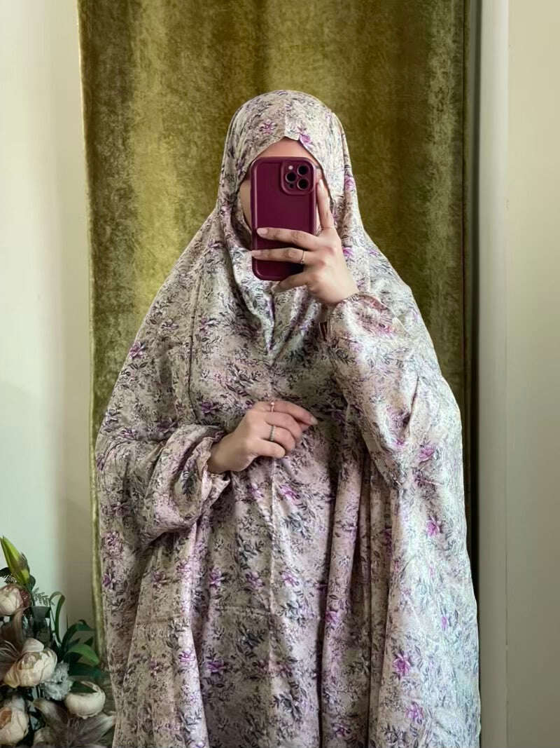 Full Coverage Namaz Chadar with Sleeves + Niqab (Mix Lawn) Attires For Muslimah