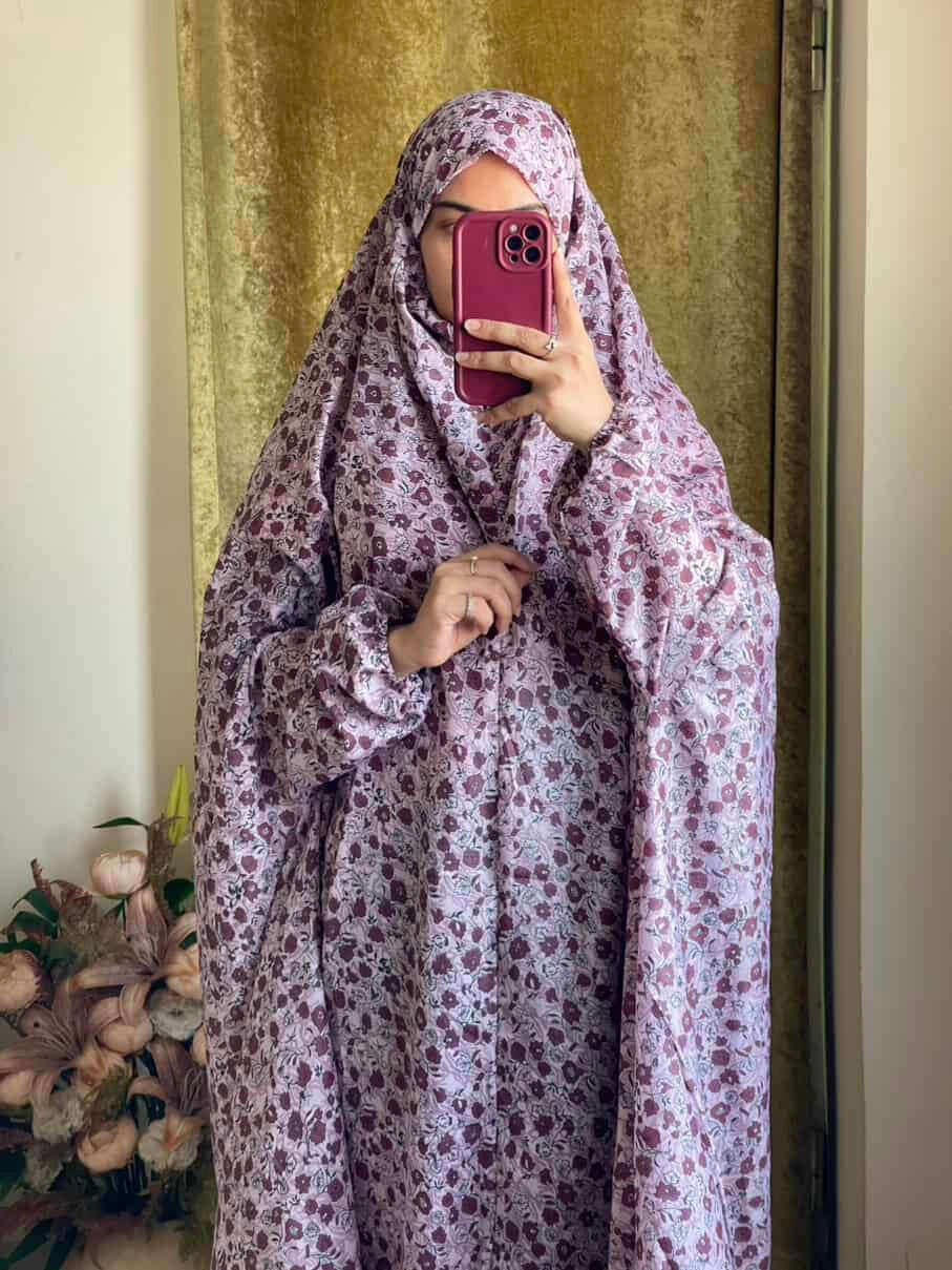 Full Coverage Namaz Chadar with Sleeves + Niqab (Mix Lawn) Attires For Muslimah