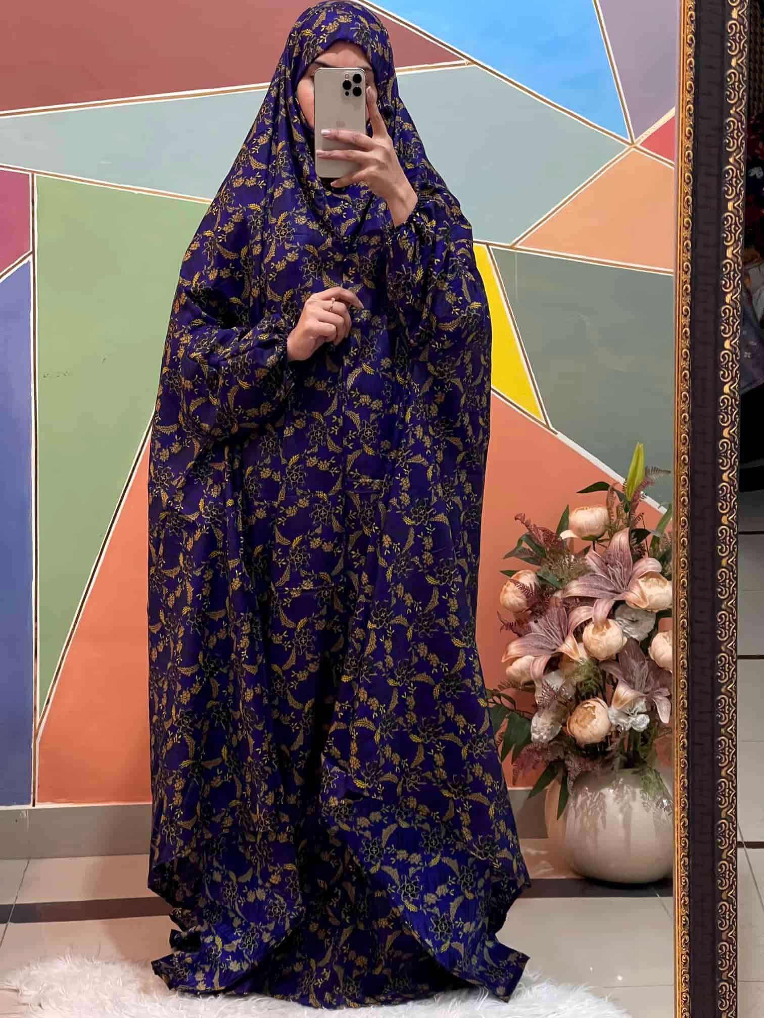 Full Coverage Namaz Chadar with Sleeves + Niqab (Mix Lawn) Attires For Muslimah