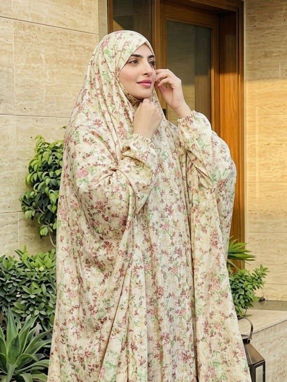 Full Coverage Namaz Chadar with Sleeves + Niqab (Mix Lawn) Attires For Muslimah