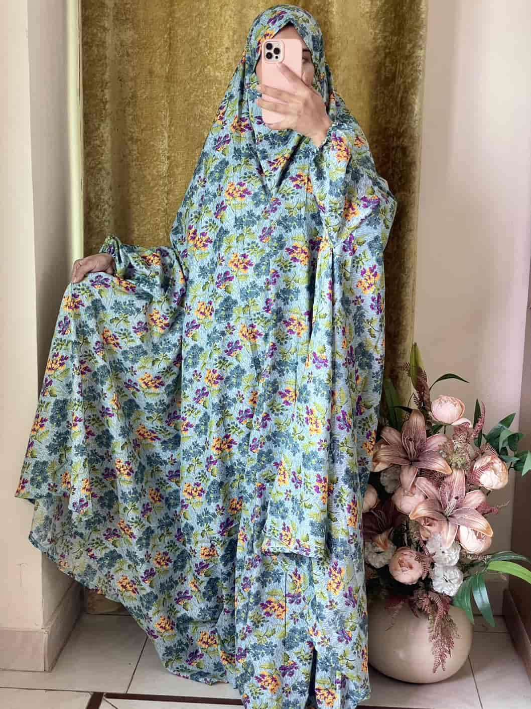 Full Coverage Namaz Chadar with Sleeves + Niqab (Mix Lawn ) Attires For Muslimah