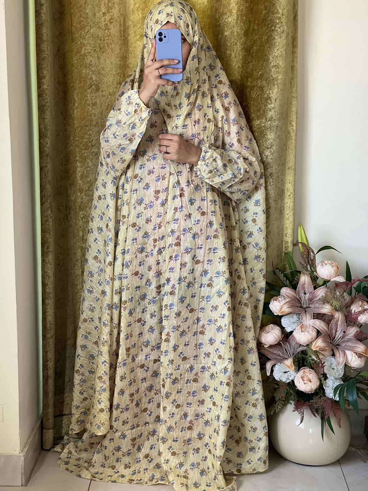Full Coverage Namaz Chadar with Sleeves + Niqab (Mix Lawn) Attires For Muslimah