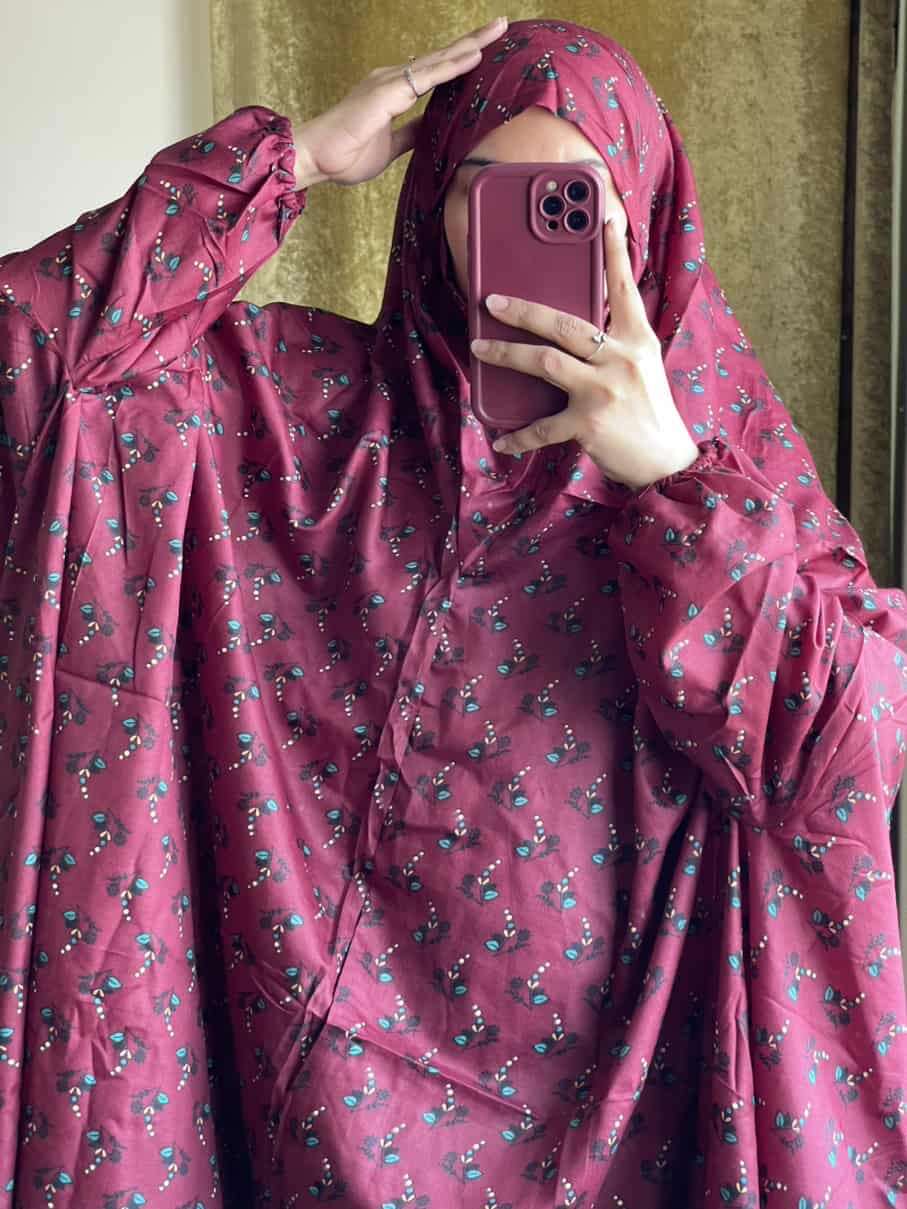Full Coverage Namaz Chadar with Sleeves + Niqab (Mix Lawn) Attires For Muslimah