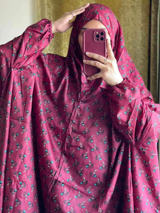 Full Coverage Namaz Chadar with Sleeves + Niqab (Mix Lawn) Attires For Muslimah