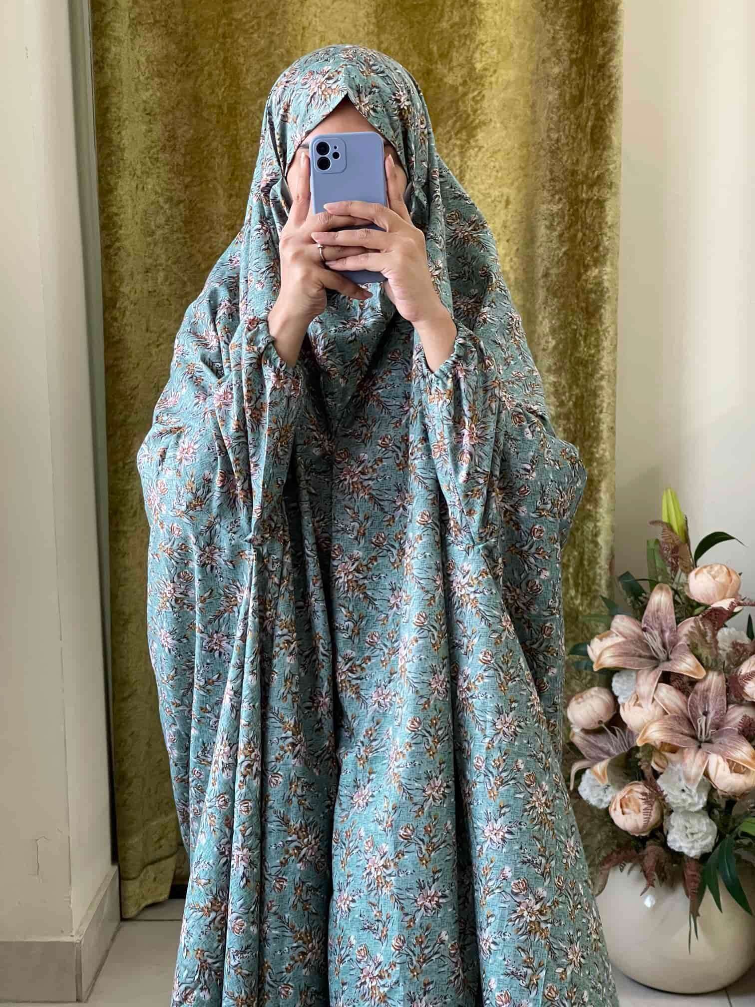 Full Coverage Namaz Chadar with Sleeves + Niqab (Mix Lawn) Attires For Muslimah
