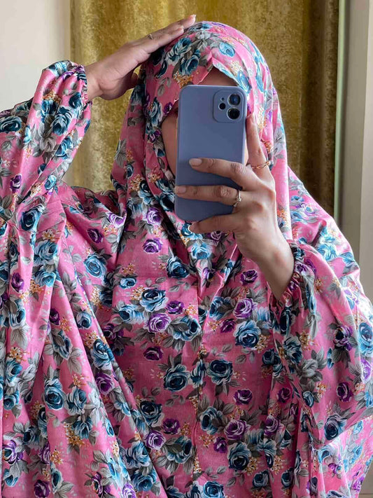 Full Coverage Namaz Chadar with Sleeves + Niqab (Mix Lawn) Attires For Muslimah