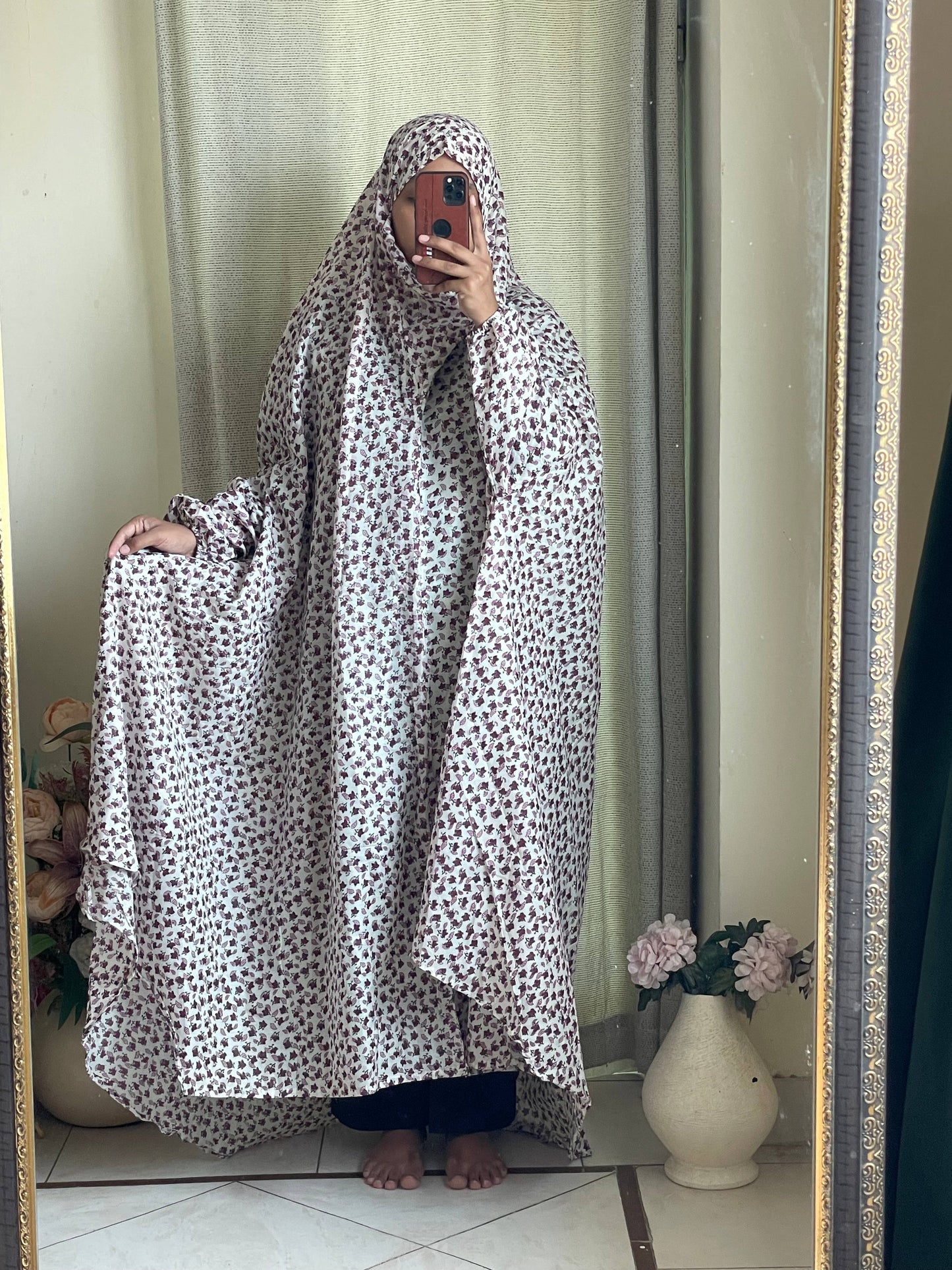 Full Coverage Namaz Chadar with Sleeves + Niqab (Mix Lawn) Attires For Muslimah