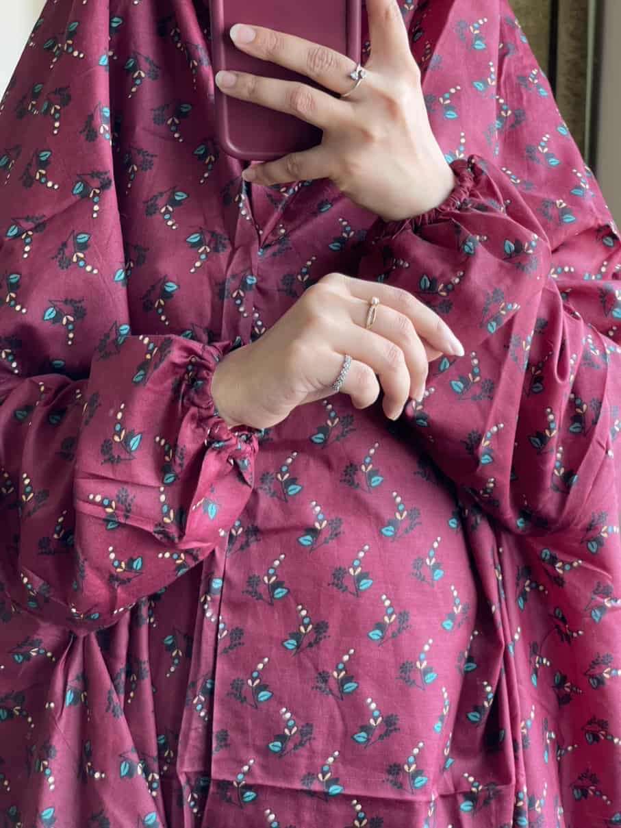 Full Coverage Namaz Chadar with Sleeves + Niqab (Mix Lawn) Attires For Muslimah