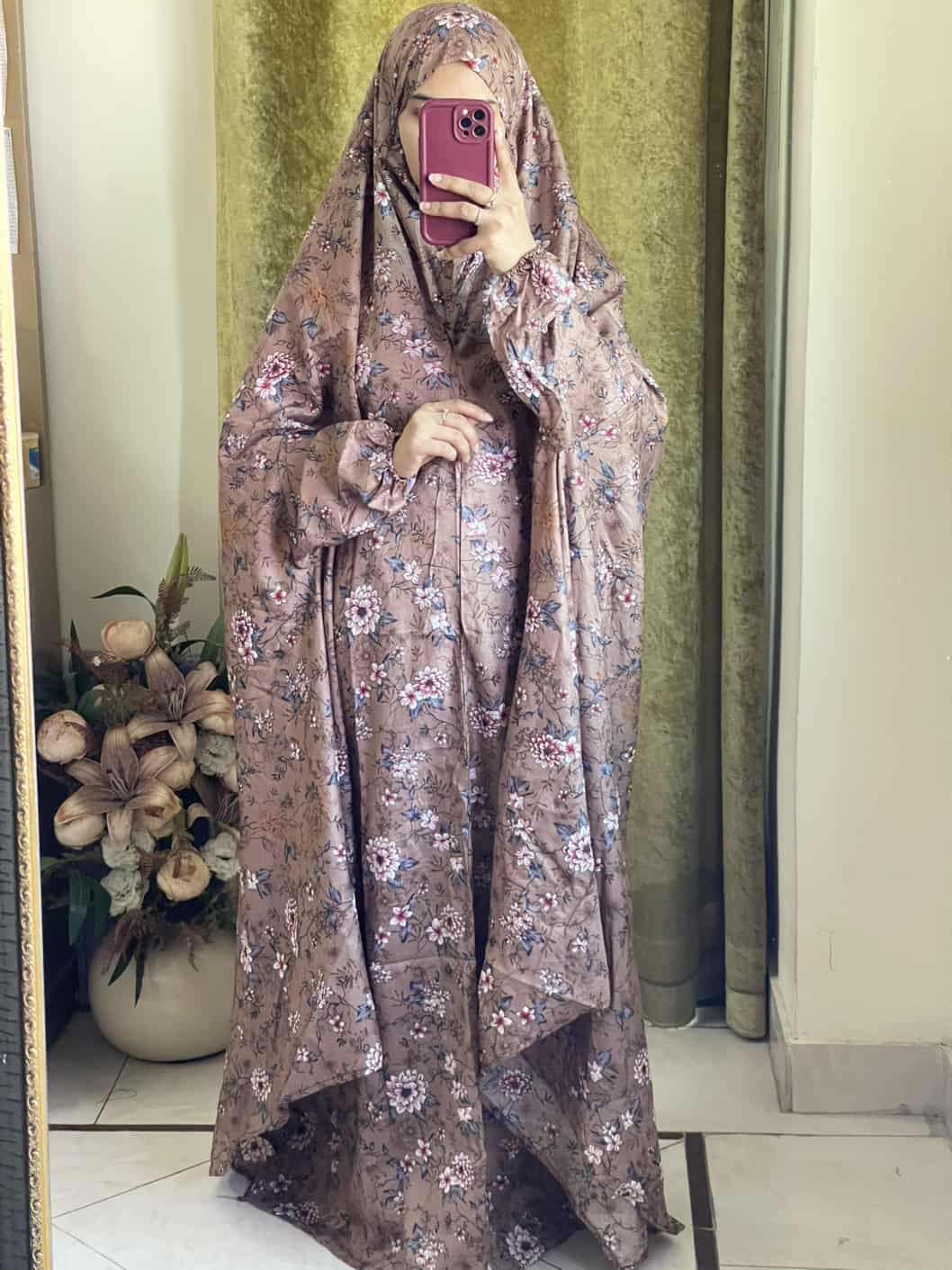 Full Coverage Namaz Chadar with Sleeves + Niqab (Mix Lawn) Attires For Muslimah
