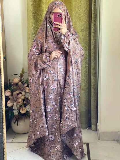 Full Coverage Namaz Chadar with Sleeves + Niqab (Mix Lawn) Attires For Muslimah