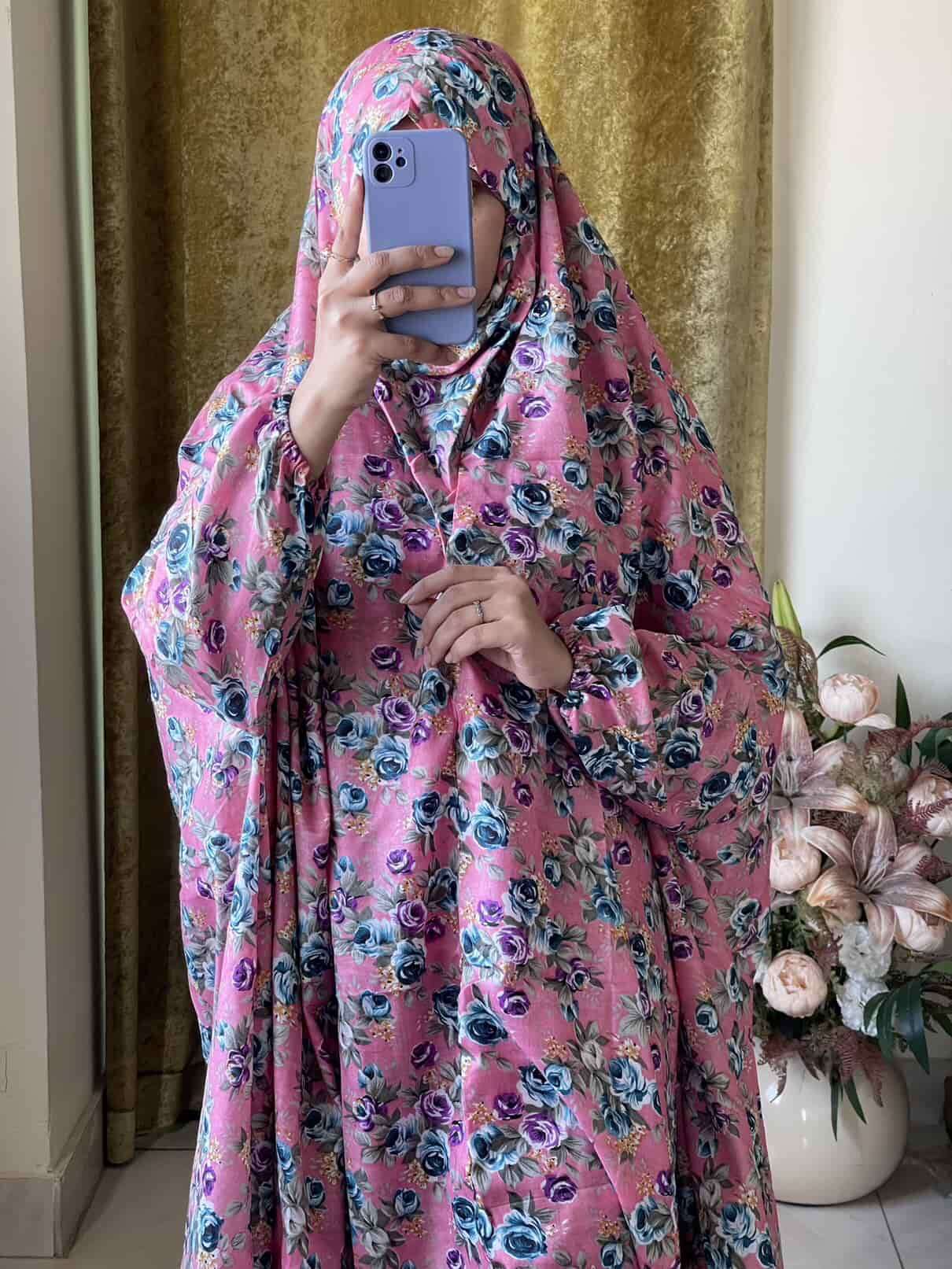 Full Coverage Namaz Chadar with Sleeves + Niqab (Mix Lawn) Attires For Muslimah