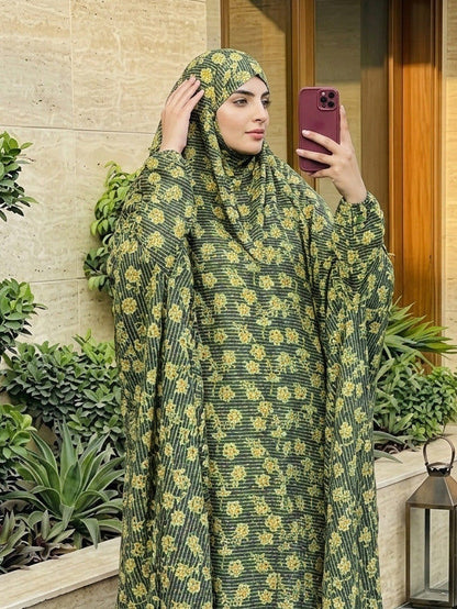 Full Coverage Namaz Chadar with Sleeves + Niqab (Mix Lawn) Attires For Muslimah
