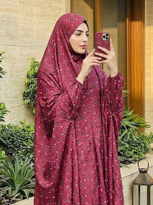 Full Coverage Namaz Chadar with Sleeves + Niqab (Mix Lawn ) Attires For Muslimah