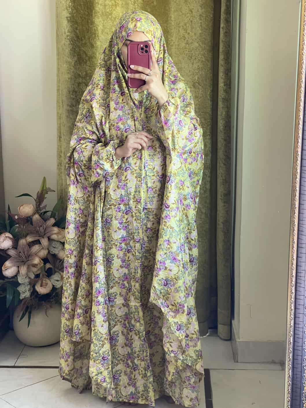 Full Coverage Namaz Chadar with Sleeves + Niqab (Mix Lawn) Attires For Muslimah
