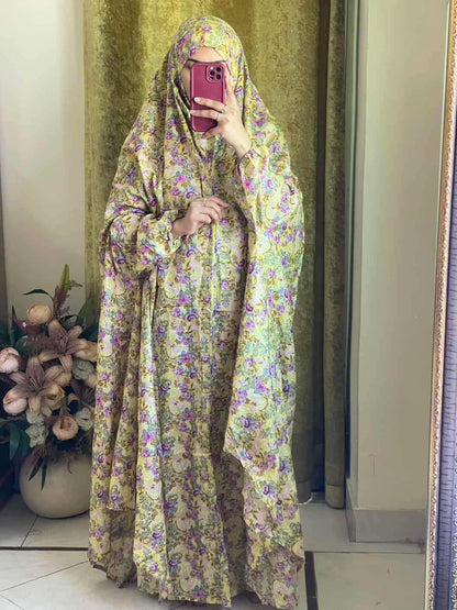 Full Coverage Namaz Chadar with Sleeves + Niqab (Mix Lawn) Attires For Muslimah