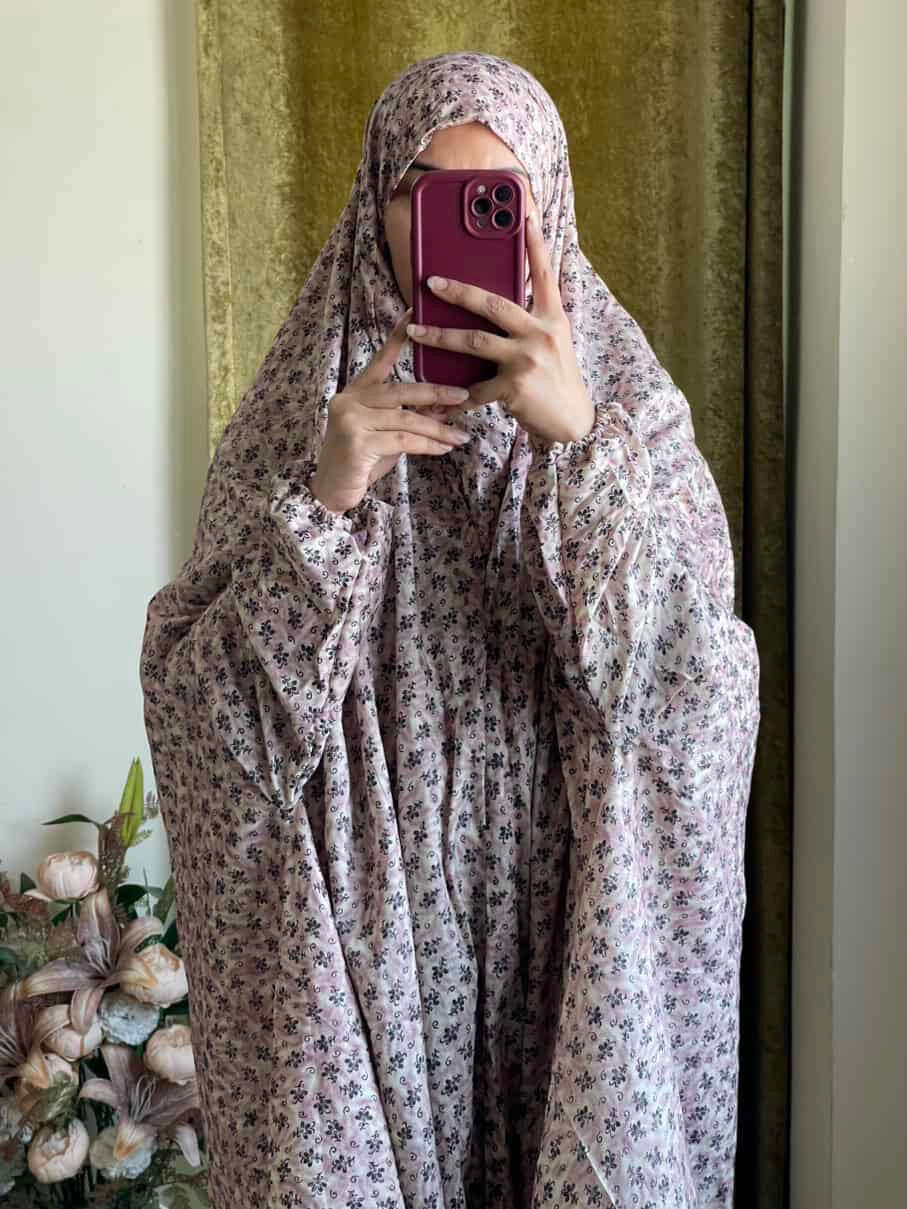 Full Coverage Namaz Chadar with Sleeves + Niqab (Mix Lawn) Attires For Muslimah
