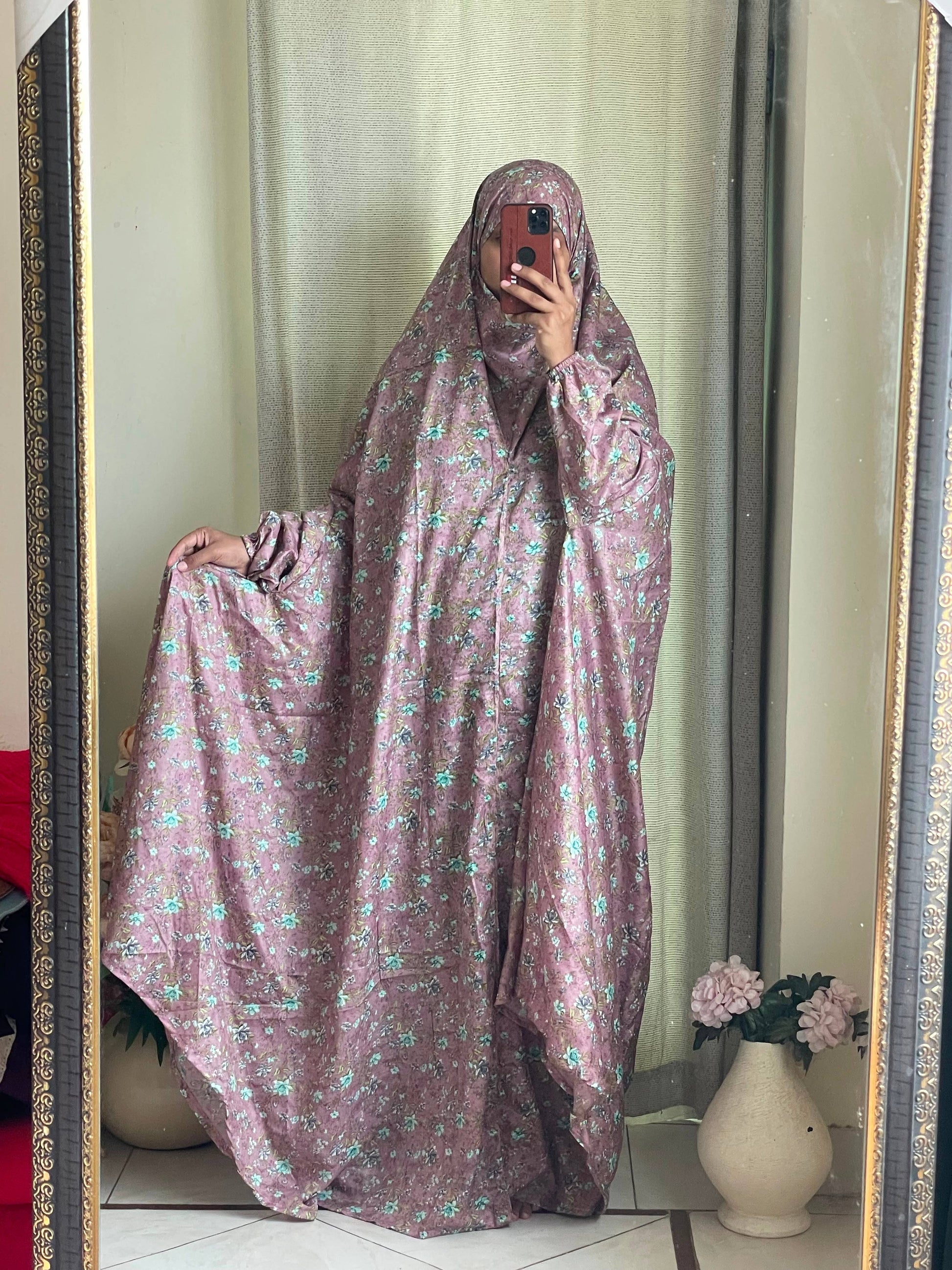 Full Coverage Namaz Chadar with Sleeves + Niqab (Mix Lawn) Attires For Muslimah