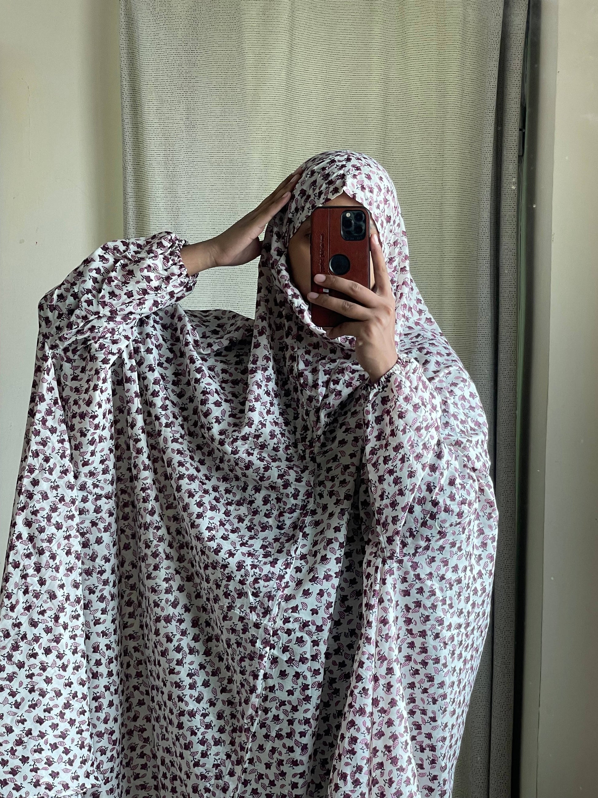 Full Coverage Namaz Chadar with Sleeves + Niqab (Mix Lawn) Attires For Muslimah