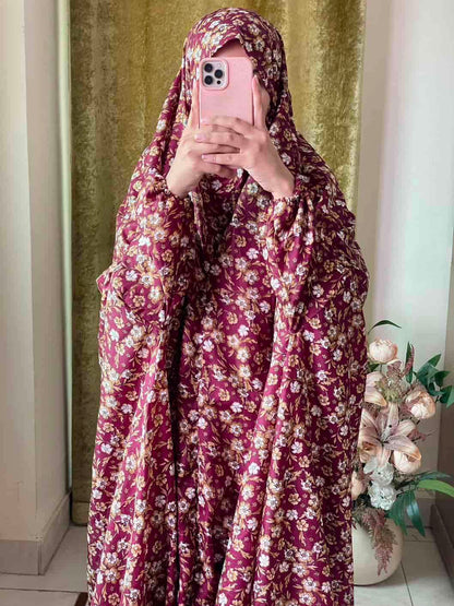 Full Coverage Namaz Chadar with Sleeves + Niqab (Mix Lawn Attires For Muslimah