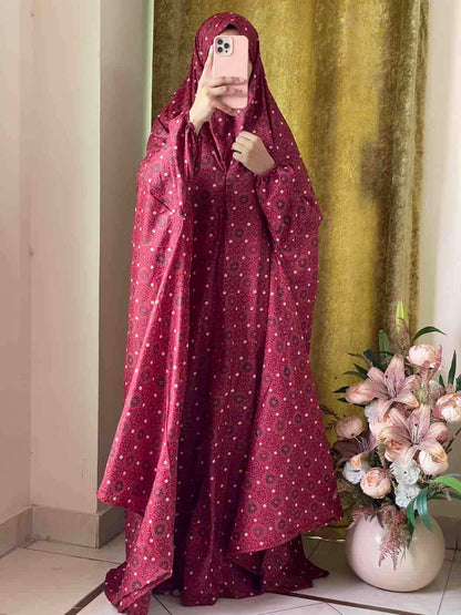 Full Coverage Namaz Chadar with Sleeves + Niqab (Mix Lawn) Attires For Muslimah