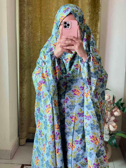 Full Coverage Namaz Chadar with Sleeves + Niqab (Mix Lawn ) Attires For Muslimah