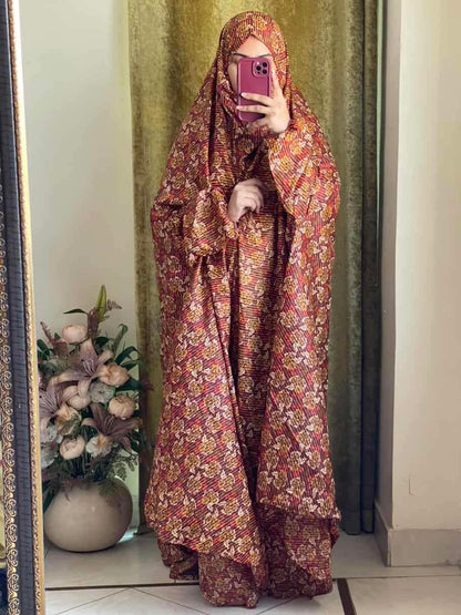 Full Coverage Namaz Chadar with Sleeves + Niqab (Mix Lawn) Attires For Muslimah