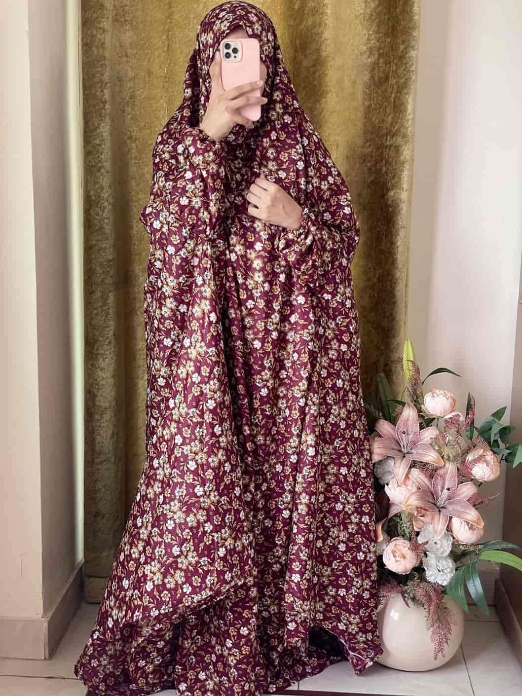 Full Coverage Namaz Chadar with Sleeves + Niqab (Mix Lawn Attires For Muslimah
