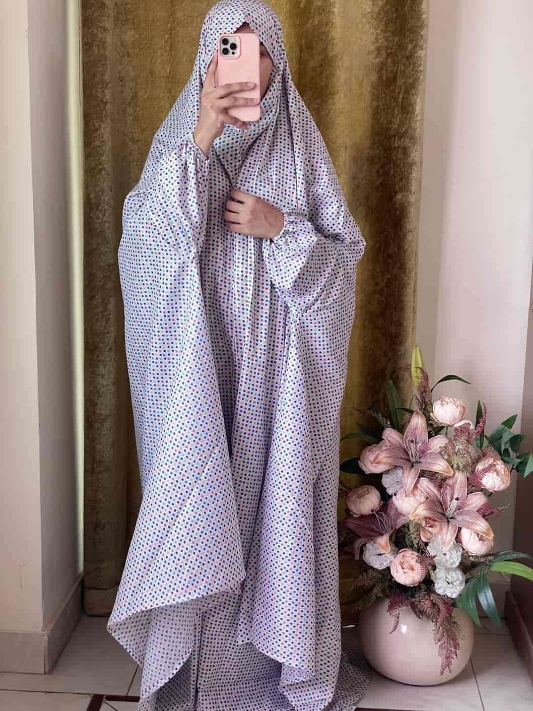 Full Coverage Namaz Chadar with Sleeves + Niqab (Mix Lawn) Attires For Muslimah